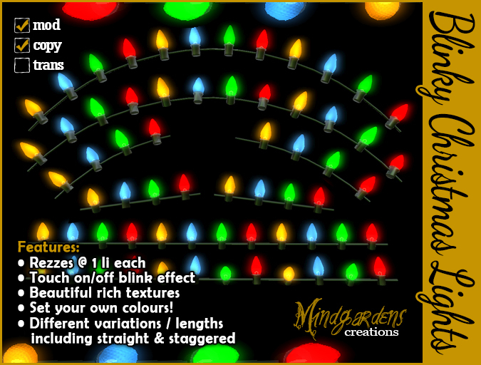 Second Life Marketplace MG Christmas Blinky Light Decoration Kit